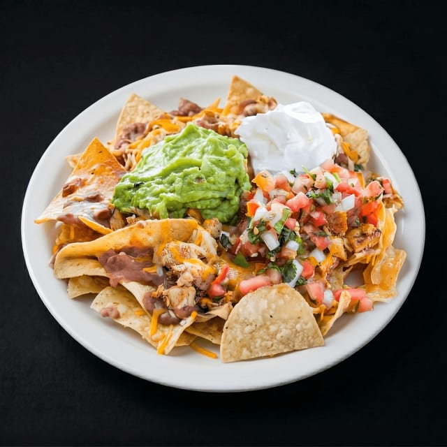 Beans & Cheese Nachos with Meat.
