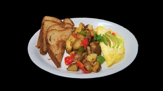 Bacon, Avocado with Cheese Omelette.